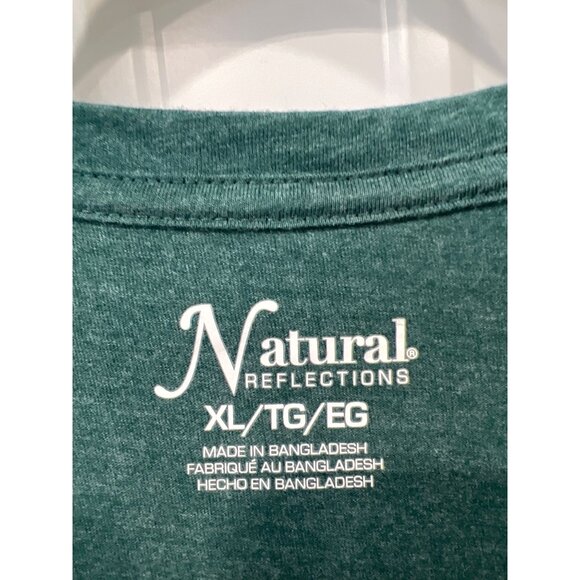 Natural Reflections V Neck Long Sleeve T Shirt Women XL Green Cotton Blend Basic - Picture 3 of 6